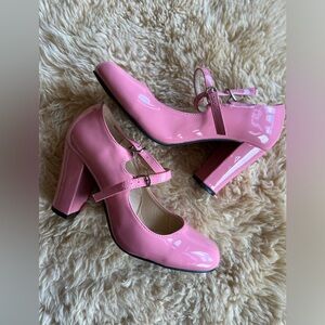 Pink patent leather high Mary Jane’s never worn